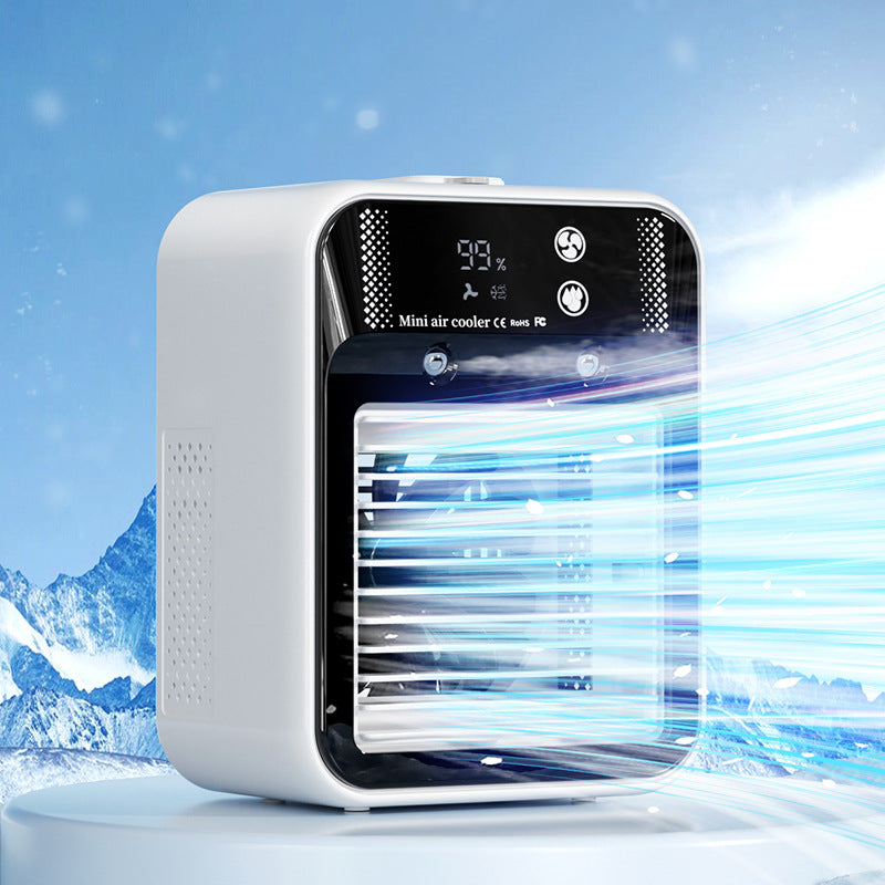 Portable Mini Air Cooler – USB Cooling Fan with Ice & Mist
