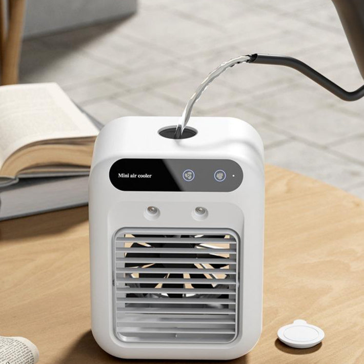 Portable Mini Air Cooler – USB Cooling Fan with Ice & Mist
